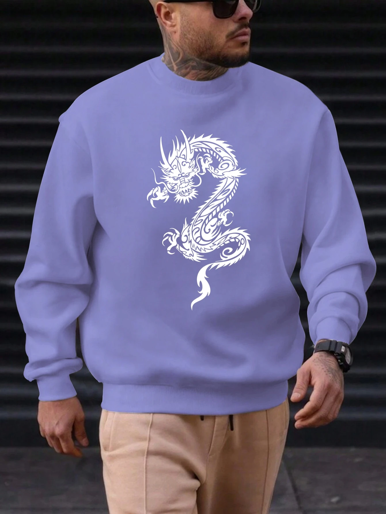 2025 الرجال طاقم الرقبة البلوز التنين الصيني الفن طباعة أنيقة العصرية النمط الثقافي عالية الجودة مريحة رداء يومي غير رسمي #6