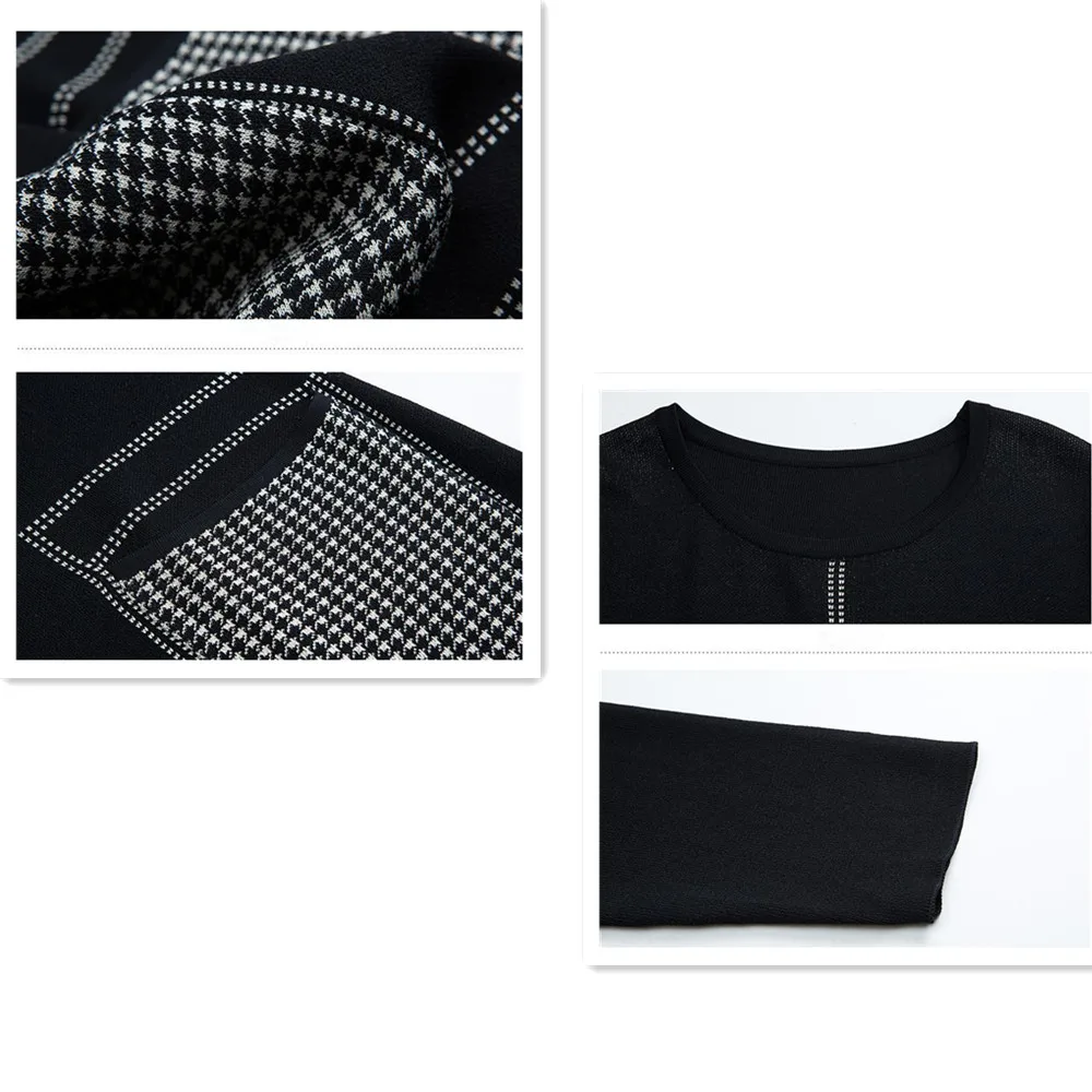 Vrouwen Breien Jurk 2022 Nieuwe Casual Lange Trui O-hals Knielange Patchwork Zakken Bodem Kleding Voor Office Lady Vestidos