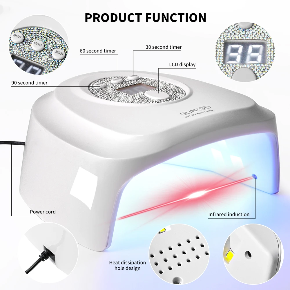 SUN G1-secador de uñas UV profesional, lámpara de 24 LED para uñas con Sensor automático, adecuado para secado de esmalte de uñas en Gel curativo, herramienta de salón de uñas