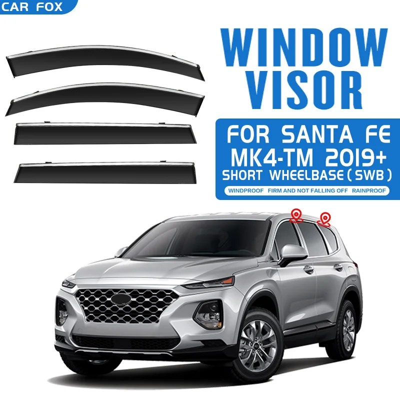 

Пластиковый козырек для HYUNDAI SANTA FE IX45 2000-2023, оттенки на вентиляционные отверстия, защита от солнца, дождя, 4 шт./SE, для HYUNDAI SANTA FE IX45
