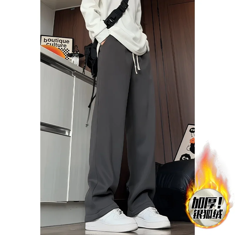 Pantalones Hombre موضة الشتاء سميكة الدافئة الرياضة SweatPants الرجال الملابس حجم كبير مستقيم الرجال بناطيل كاجوال فضفاضة 5XL-M