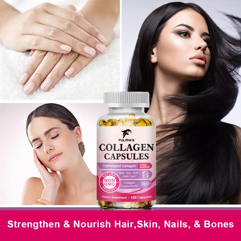 Collagen Supplement Capsules - Containing Vitamins, Skin Nutrition Supplement,  100% Natural Complex Collagen Peptides