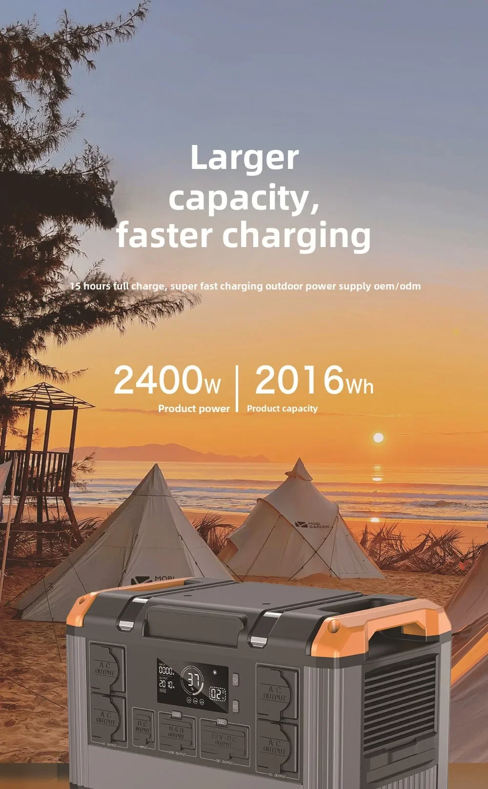 2400W outdoor energy storage power supply 2 kWh 2000Wh solar photovoltaic power generation system power station