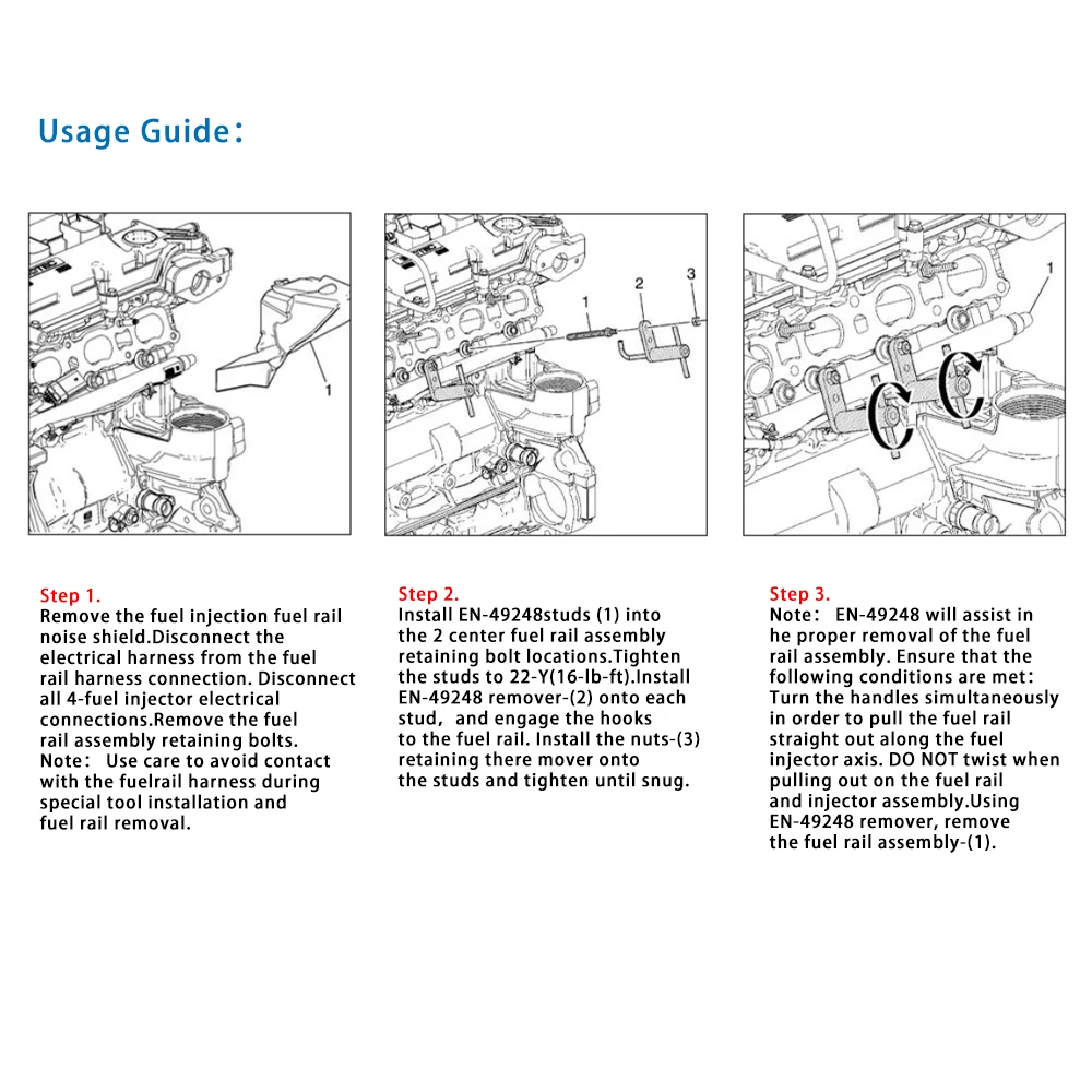 EN-49248 Fuel Injector Rail Assembly Remover Tool 6706 Or GM245 Fuel Injector Seals Tools EN-49245,EN-51105,For GM Engines