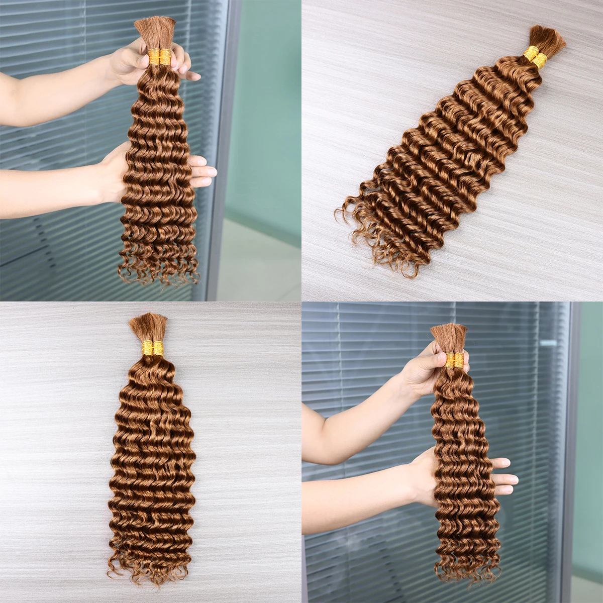 100% حزم شعر تجديل الإنسان لا لحمة موجة عميقة السائبة الشعر البشري لتضفير وصلات شعر بوهو الضفائر Knotless البوهيمي