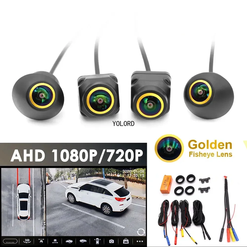 360 Vehicle Camera Panoramic Surround View 1080P Night Vision AHD Right+Left+Front+Rear View Camera System Of Android Radio