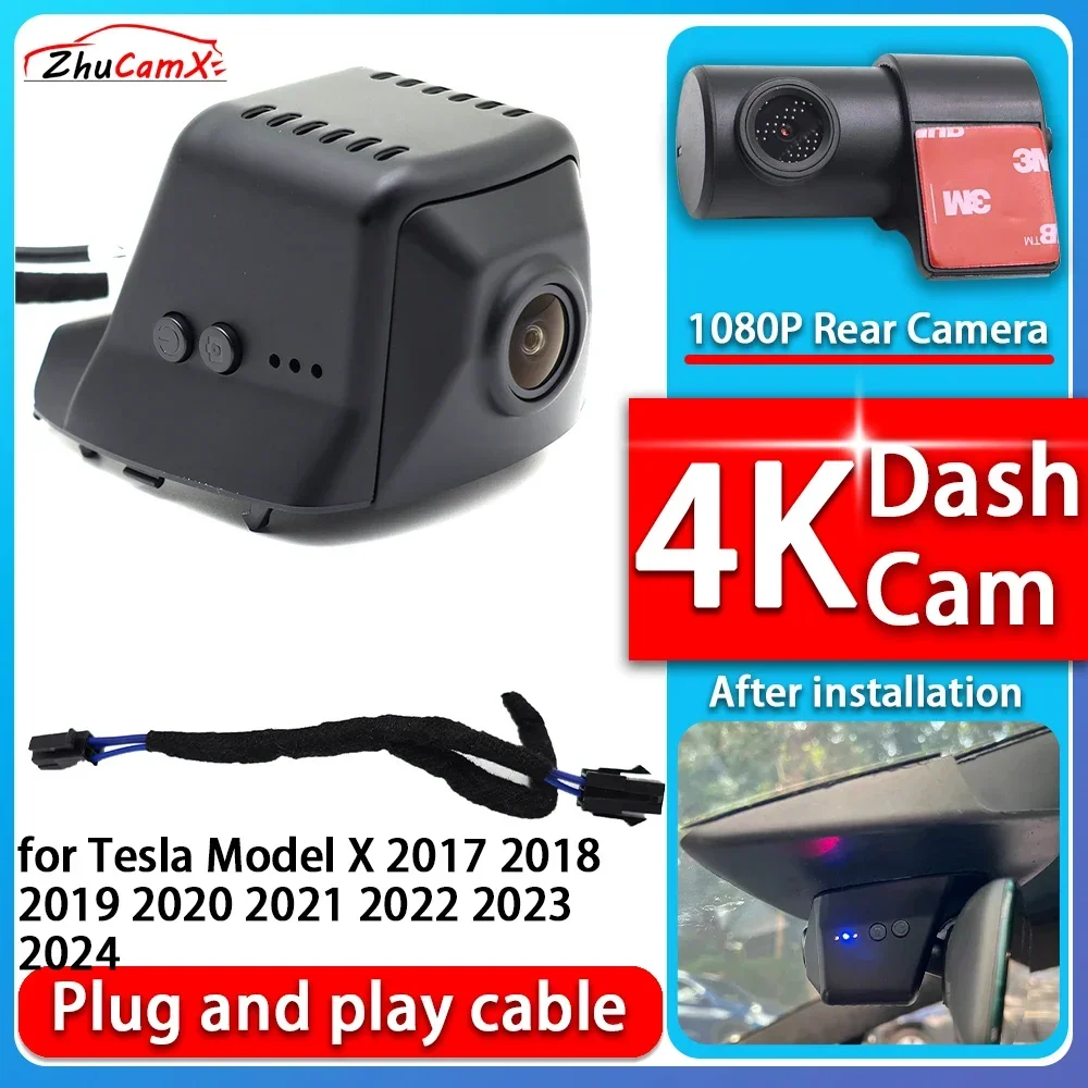 4K 2160P Camera Plug and Play Dash Cam Video Night Vision For Tesla Model X 2017 2018 2019 2020 2021 2022 2023 2024