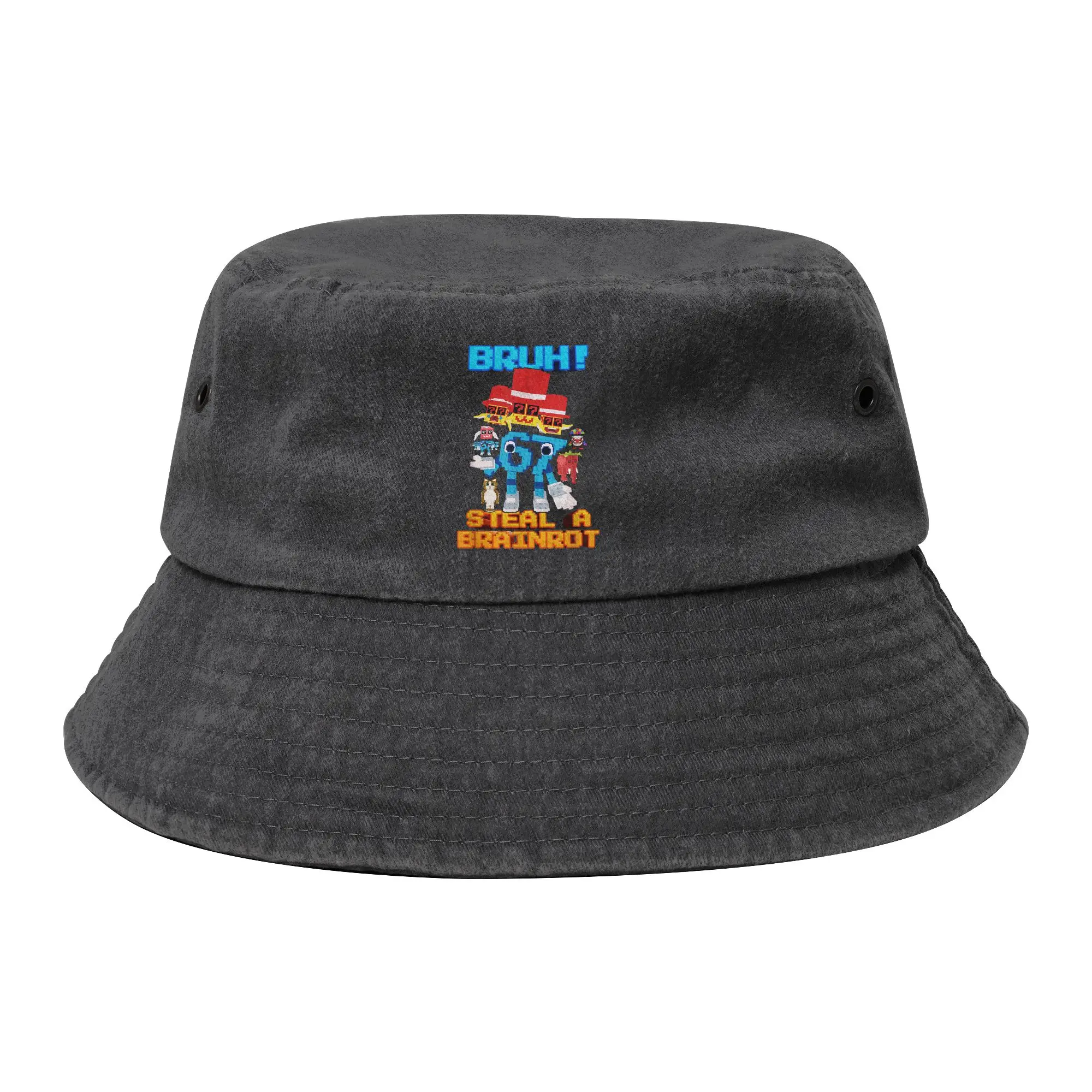 Travel 67 Six Seven 6-7 Funny Steal Brainrot Gaming Meme Bucket Hat Teen Distressed Washed Sun Hat  Bob Hat Fishing Cap