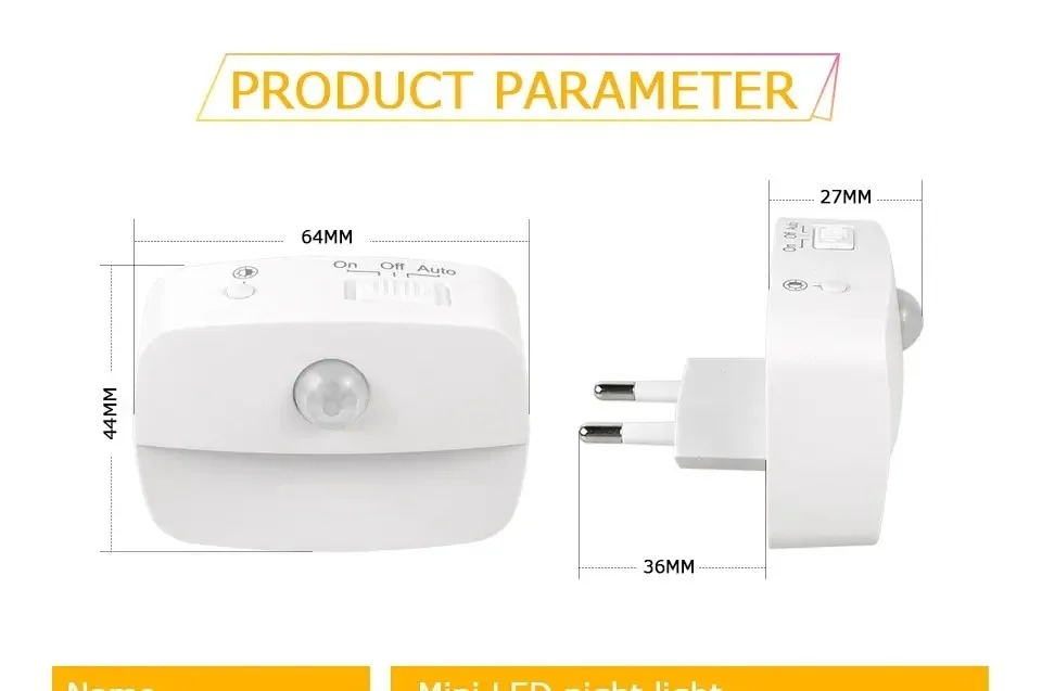 Motion Sensor LED Night Light EU Plug In 3 Modes Night Lamp For Home Aisle Hallway Stair Kitchen Bedroom Bedside Lighting