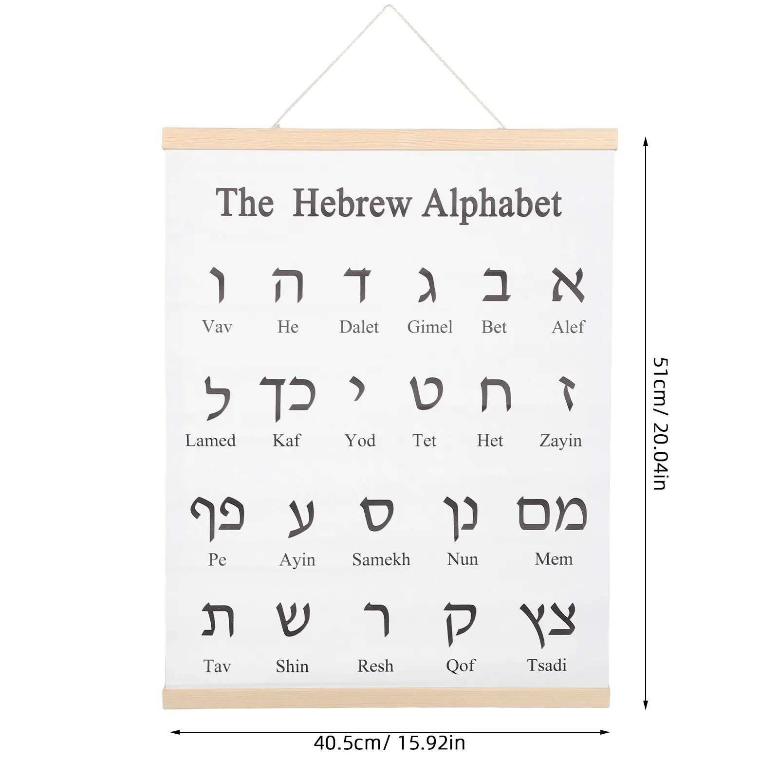 Hebrew Alphabet Poster 20x16 Educational Classroom Wall Chart Biblical Hebrew Letter Chart English Transliteration Beginners