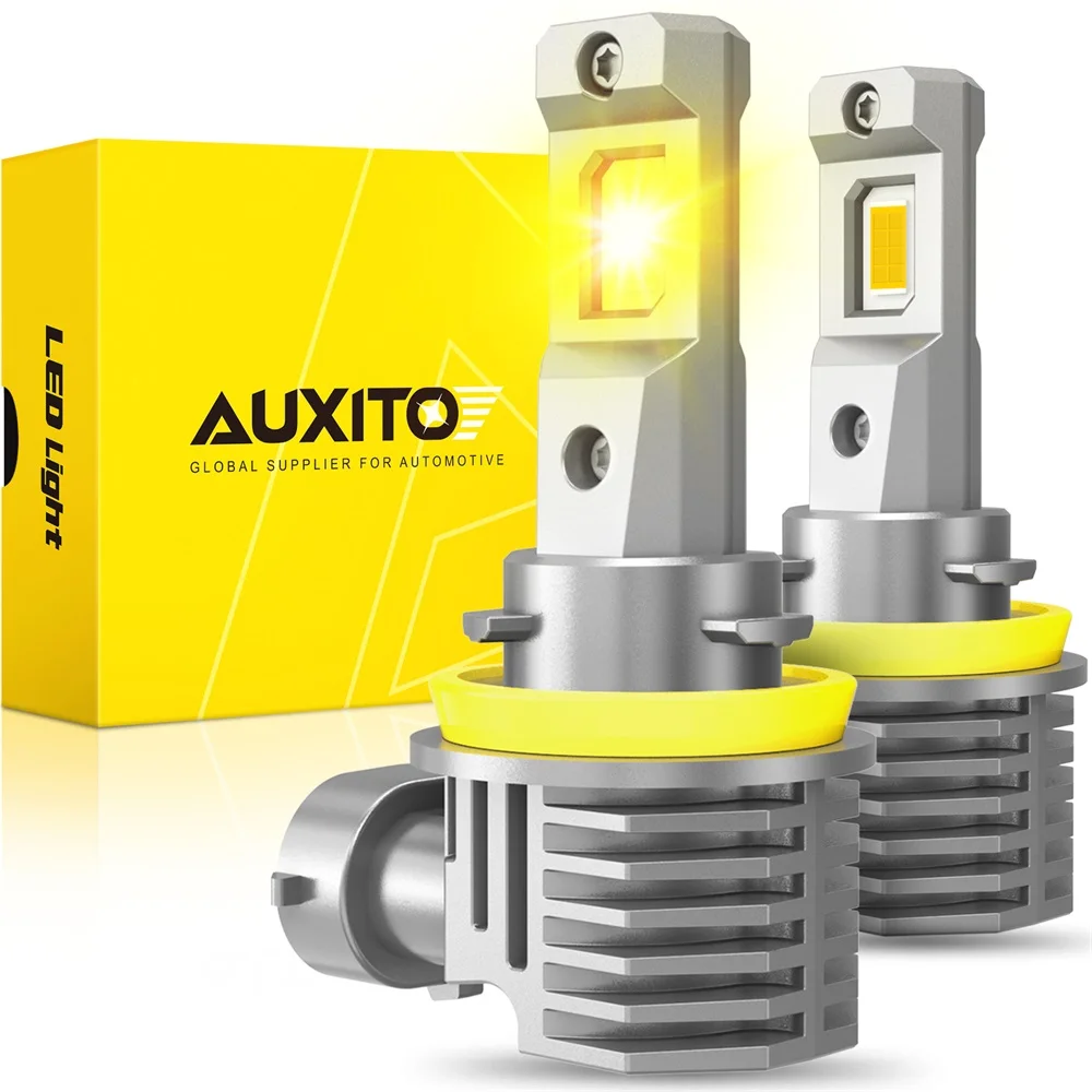 

AUXITO 2X 16000LM 12V H8 H9 H11 Светодиодный H16JP 9005 hb3 9006 hb4 светодиодный противотуманная лампа, желтая безвентиляторная фара без полярности