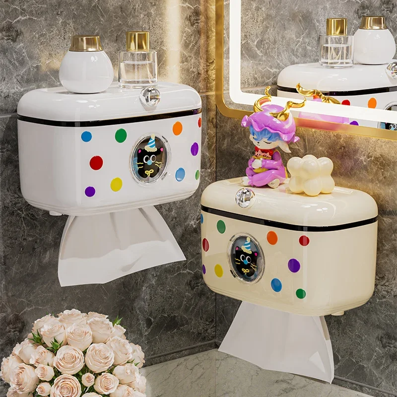 Sanitary tissue holder wall mounted non perforated waterproof paper drawer storage rack bathroom accessories paper towel holder