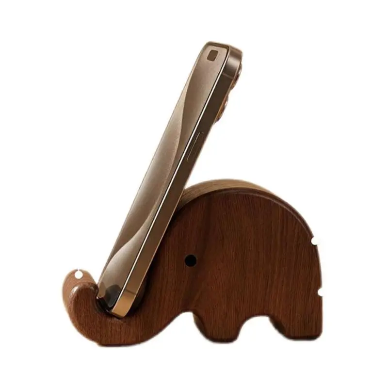 Simple Solid Wood Black Walnut Phone Stand Business Card Display Rack Home Office Desktop Decoration Organizer view 5
