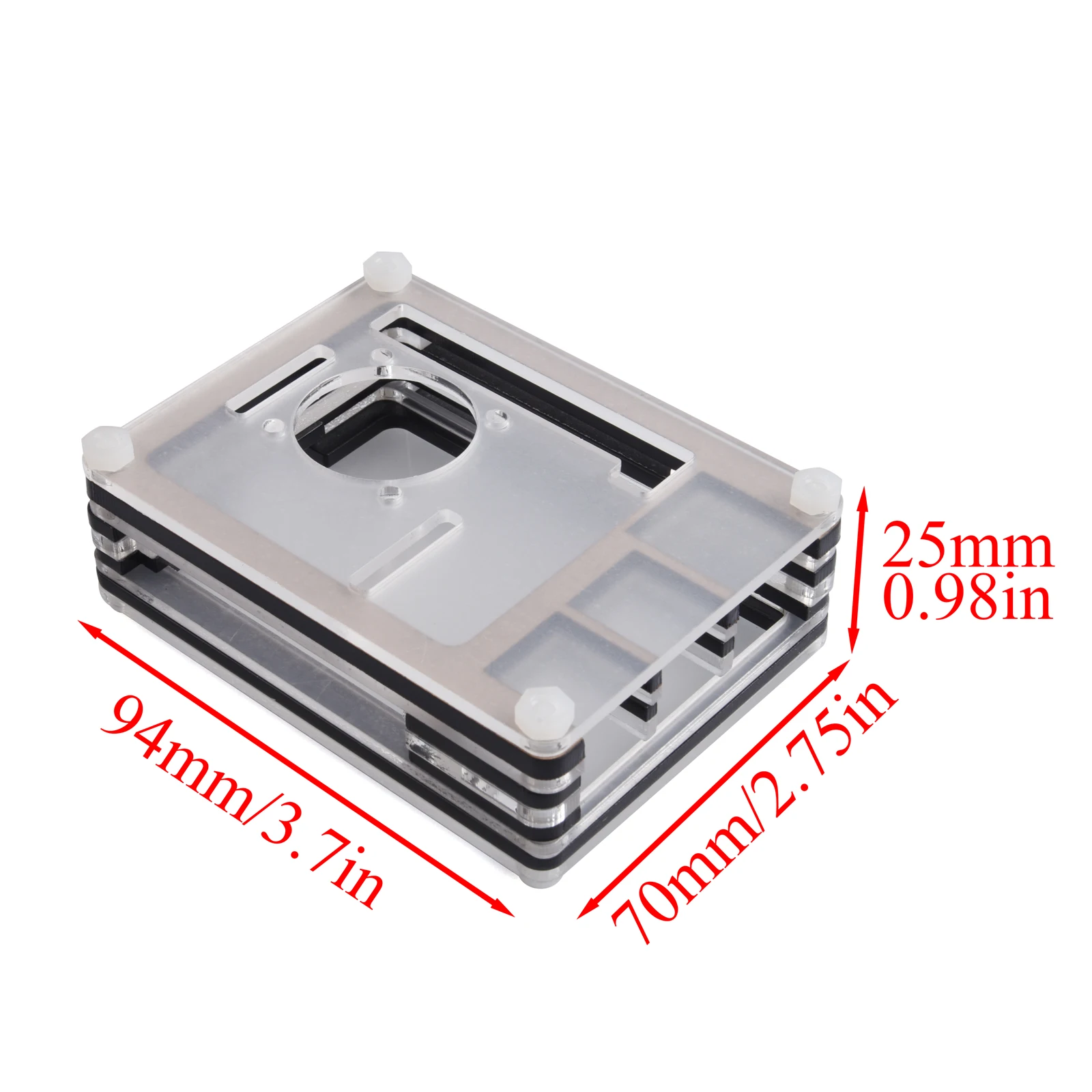 9 Layers Acrylic Designed Case Cover Enclosure Shell For Raspberry Pi 4B With Cooling Fans + Heatsink Black