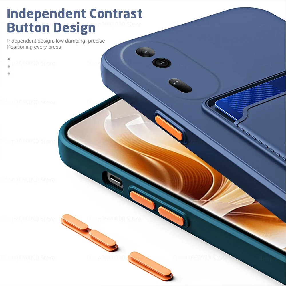 Reno11Pro Case Card Slot Holder Square Soft Silicone Back Shell For Oppo Reno11 Pro orro Reno 11 11Pro 5G Shockproof Phone Cover