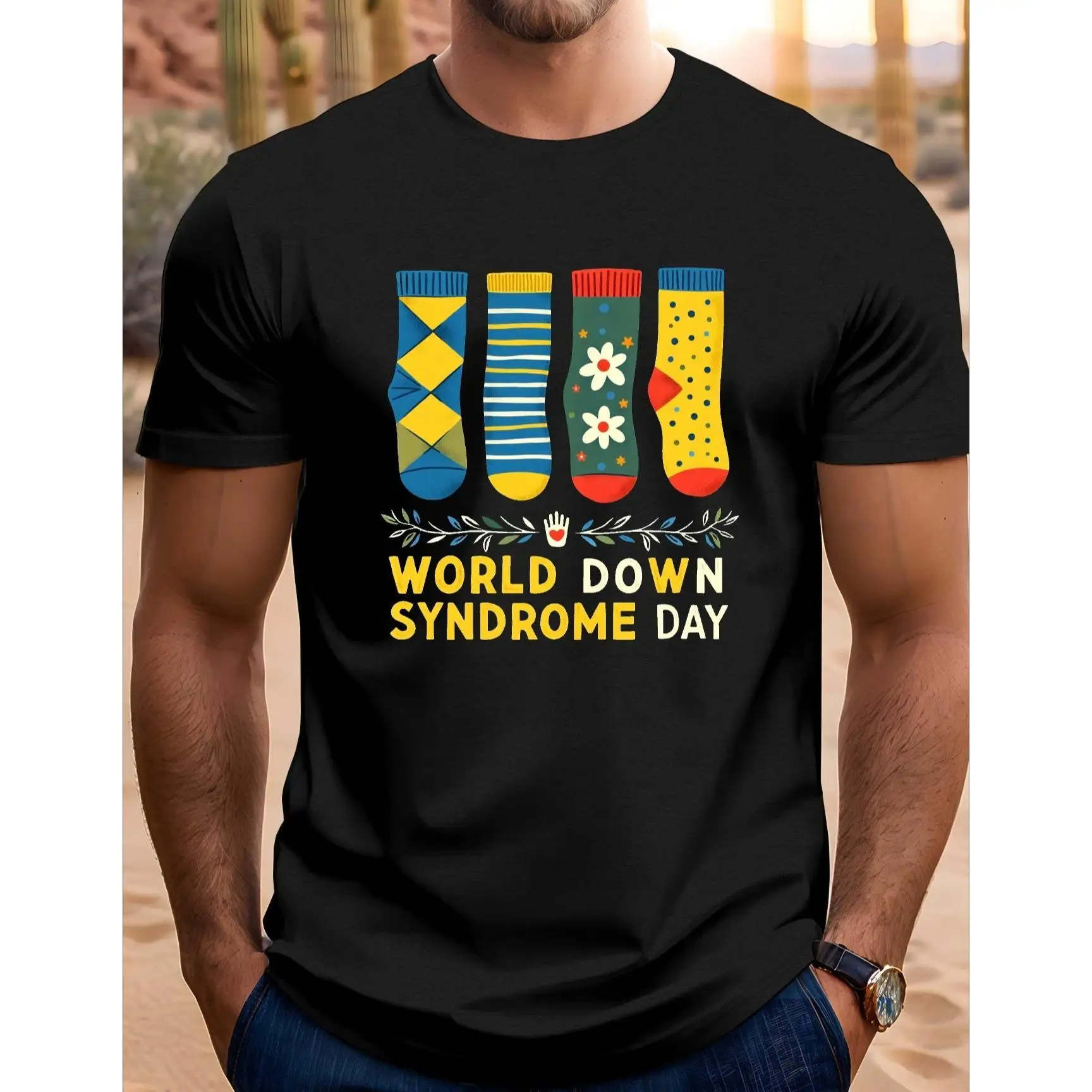 

World Down Syndrome Day T-shirt Men Women's Different Socks Graphic Tee Support for Down Syndrome Awareness Gift Top