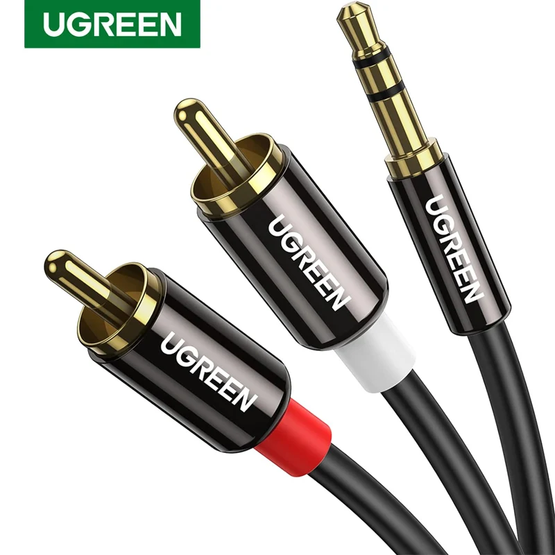 UGREEN 3.5mm to RCA Cable 6.6FT RCA Male to Aux Audio Adapter HiFi Sound Headphone Jack Adapter Metal Shell RCA Y Splitter