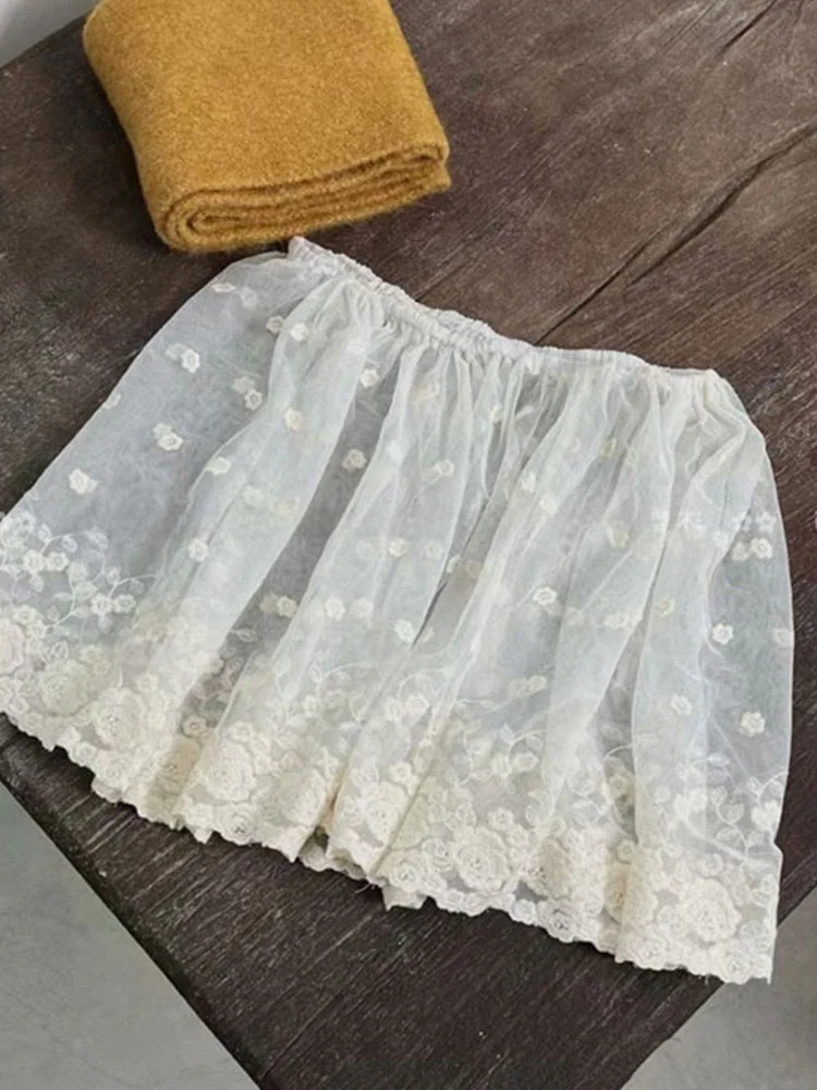 

Lace Half Skirt Women's Inner Wear Base Layer Shark Pants Matching Skirt Cover up Autumn Winter High Waist A-Line Skirt