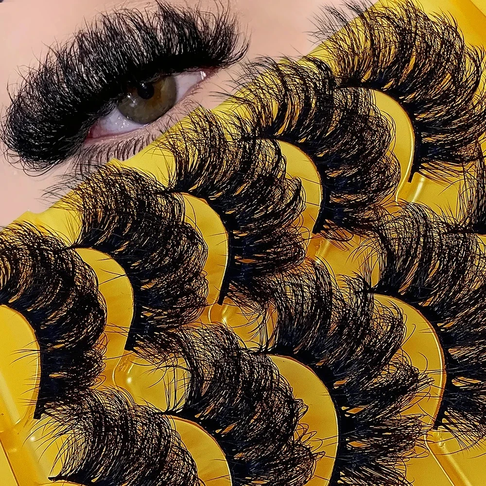 5 Pairs Faux Mink Strip Lashes Long Fluffy False Eyelashes Long Lasting Reusable Eyelash Extensions For Party Daily Makeup