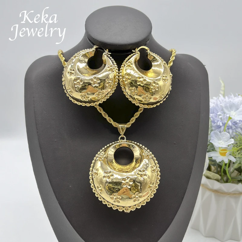 America Women Fashion Jewelry Set Dubai England Necklace Delicacy Earring Pendant 22k Gold Plating Sets For Wedding Party