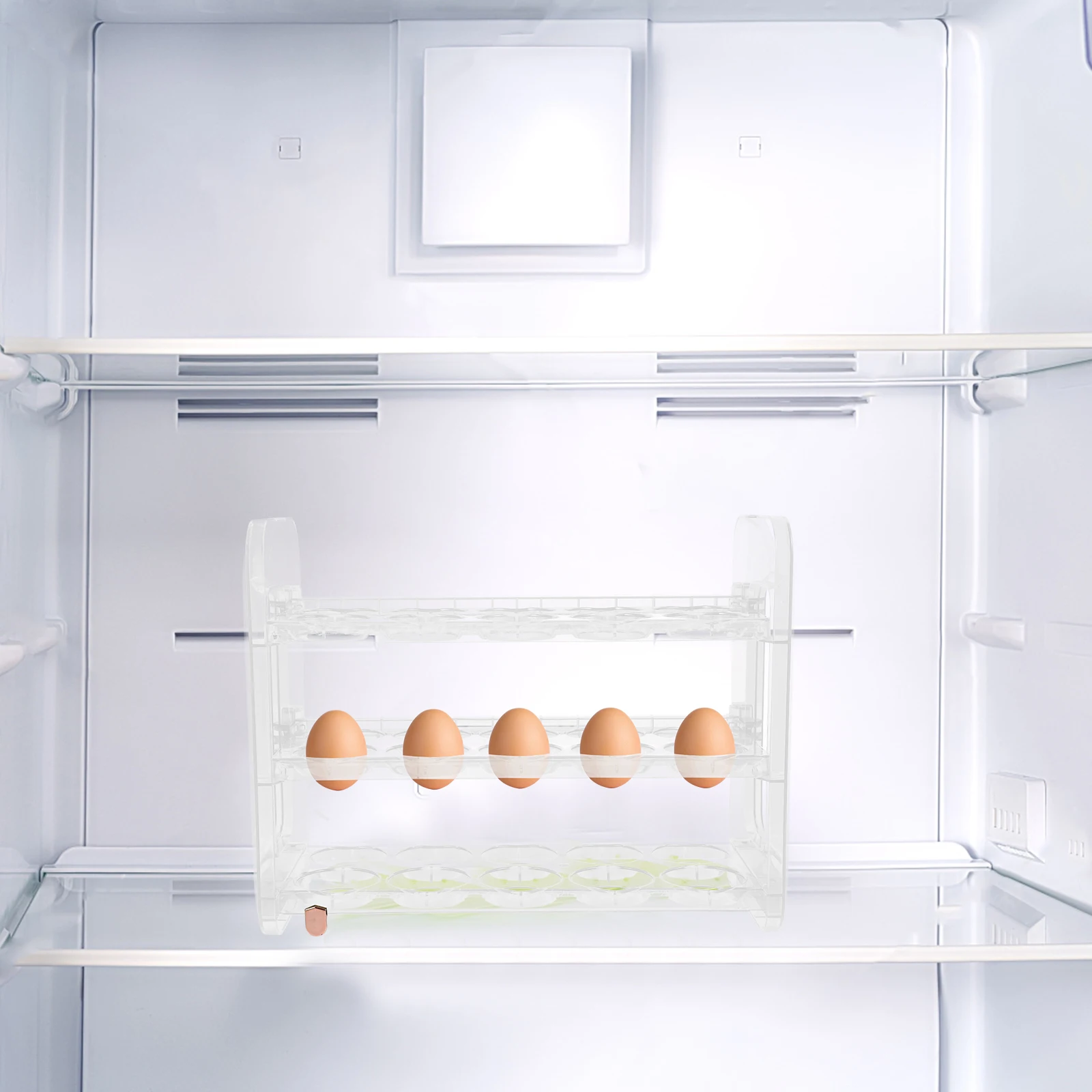 

3 Layers Egg Storage Rack for Refrigerator Door Kitchen Organizer Stand Plastic Egg Holder Fridge Space Saving Flip Design Large