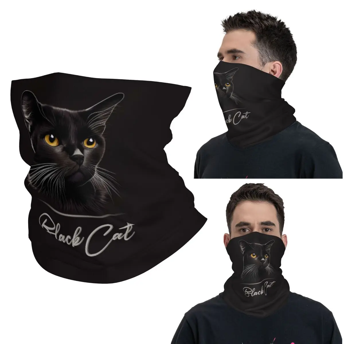 

Черный кот Порра Бандана на шею с принтом Маска Шарф Теплый головной убор унисекс для взрослых