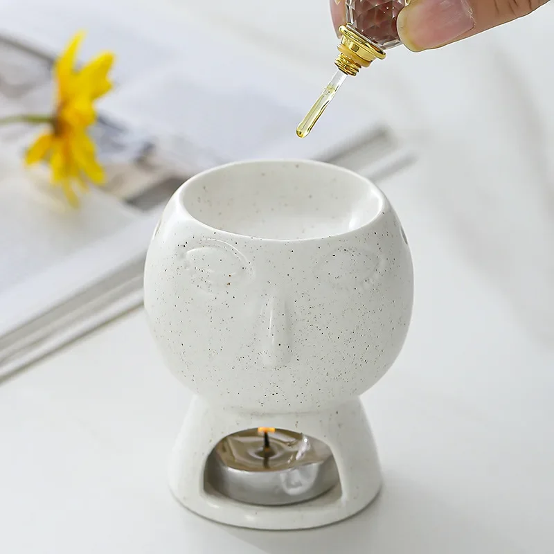 1pc Nordic Style Ceramic Candle Holder & Essential Oil Burner, Minimalist Home Decor (Without Incense)
