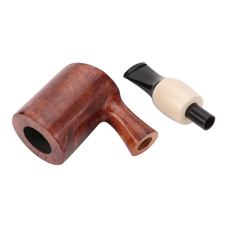 Portable Handmade Soild Wood Smoker Smoking Tobacco Pipe Vintage Wooden Smoke Pipe for Men Gift