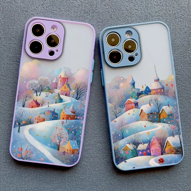 

Blue Snow-Covered Landscape Phone Case For iPhone 16 Cases iPhone 15 Pro Max 14 Plus 13 12 11 Pro Max XS X XR 7 8 SE2 Back Cover