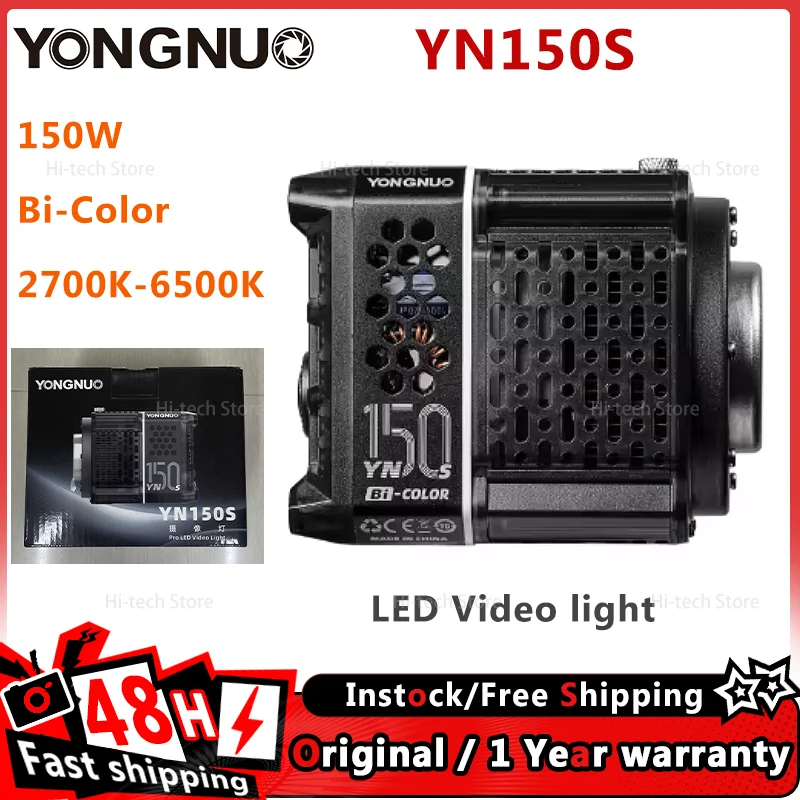 YONGNUO YN150S Bi bi-Color 2700k-6500k 150W Lowweight but Strong Mini Bowens Mount COB LED Video light for Photography