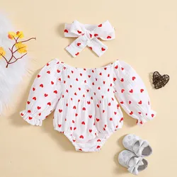 Sweet and Stylish Baby Girls Love Print Triangular Crawling Suit with Soft Cotton Blend Ideal Children Summer Bodysuits