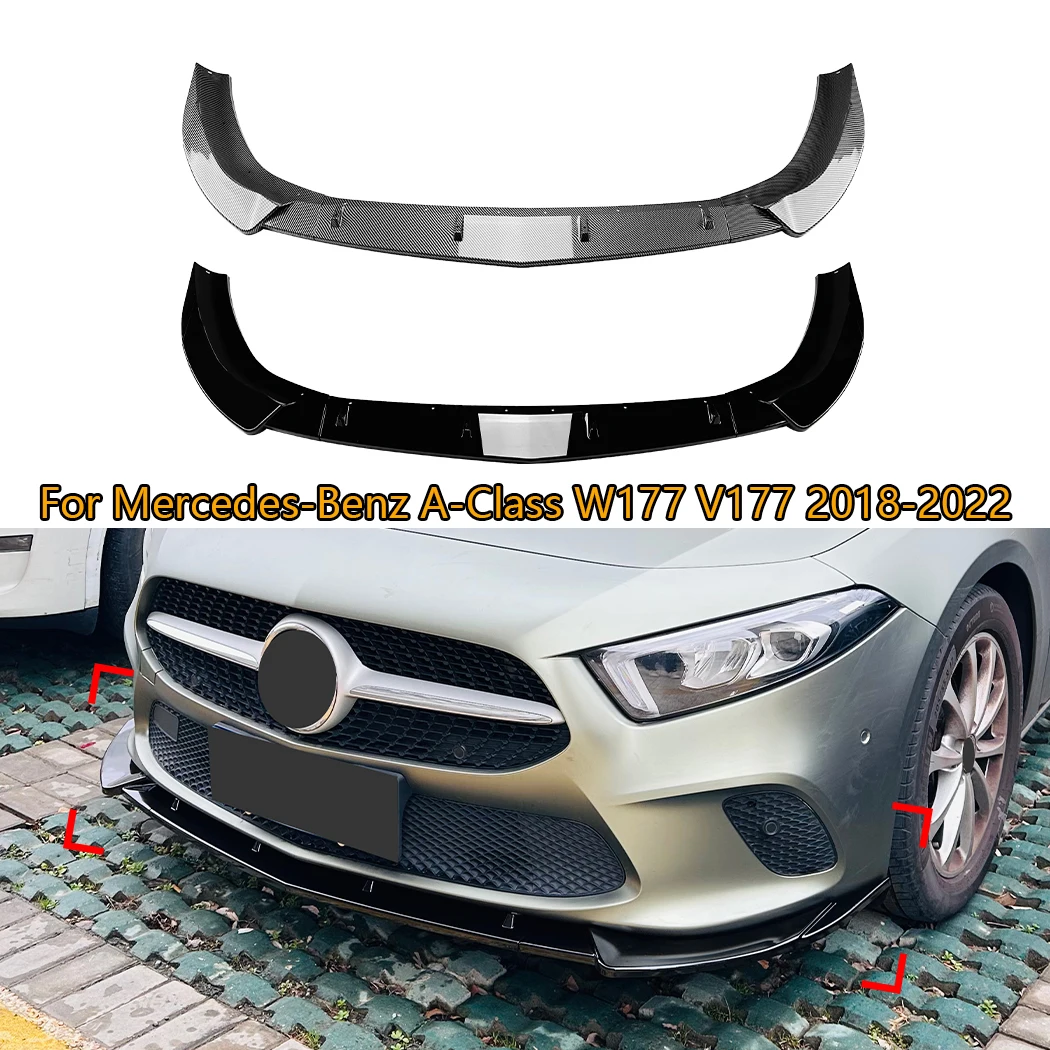 

For Mercedes-Benz A-Class W177 V177 2018-2022 Car Front Bumper Lip Spoiler Splitter Diffuser Cars Exterior Modification Parts