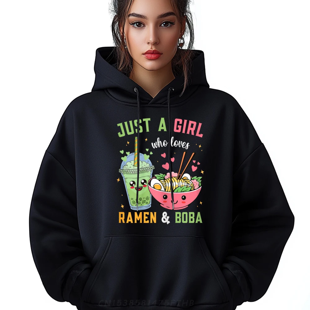 

Just a Who Loves Ramen and Boba Kawaii Japanese Free Shippping Clothes Hoodies Men Family