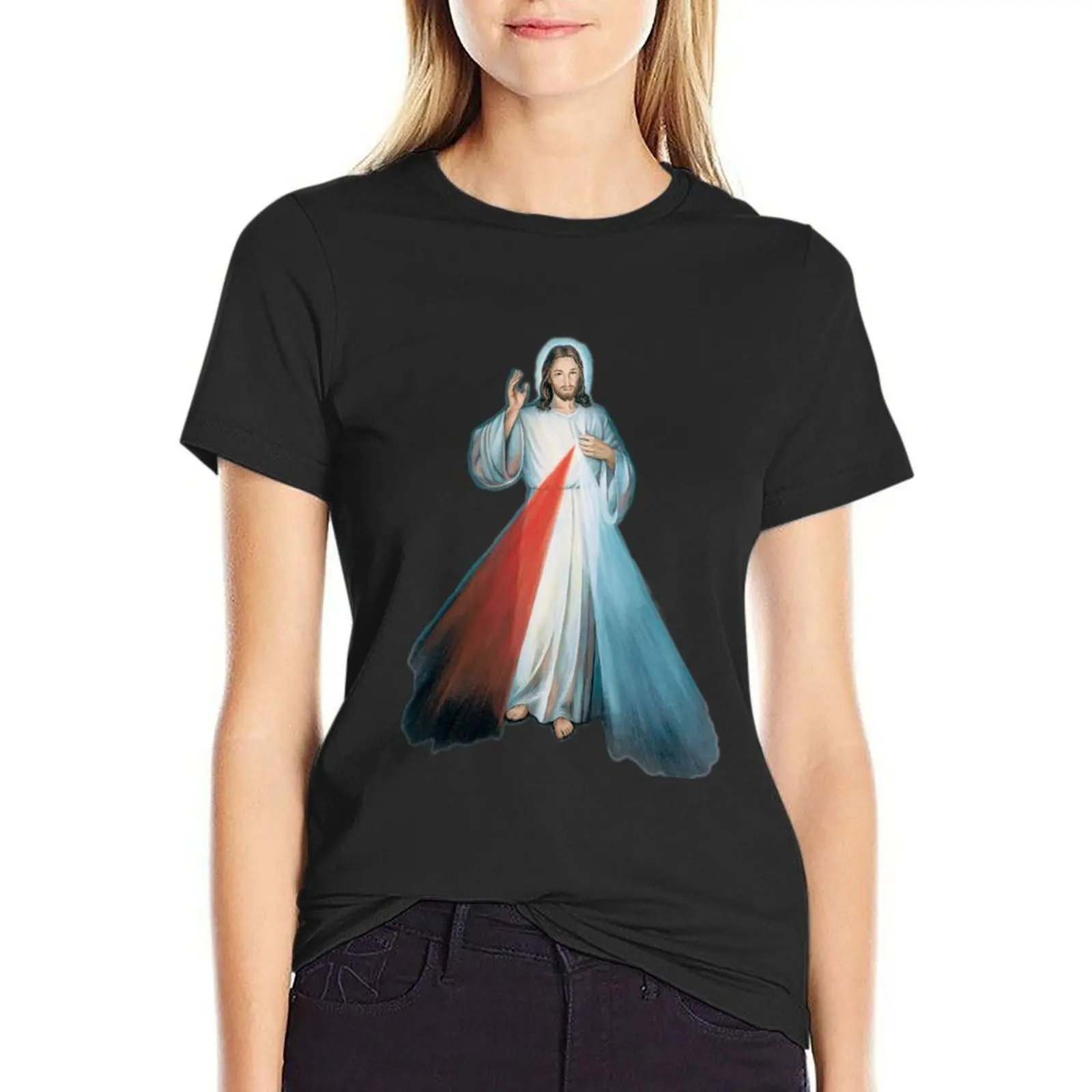 Divine Mercy T-Shirt anime clothes oversized Blouse summer clothes cute t-shirts for Women