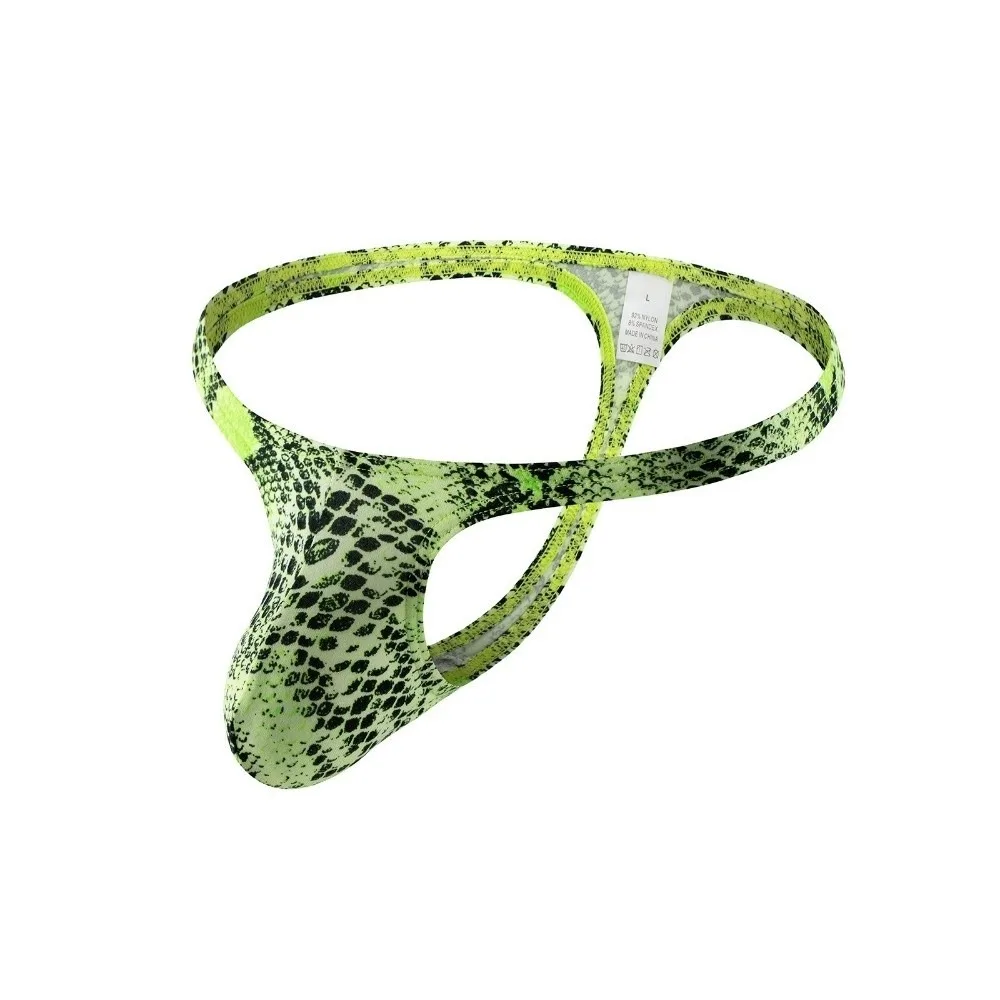 Breathable T-back Leopard Thong Low Waist Lingerie Men Panties U Bulge Pouch Male Underwear Male