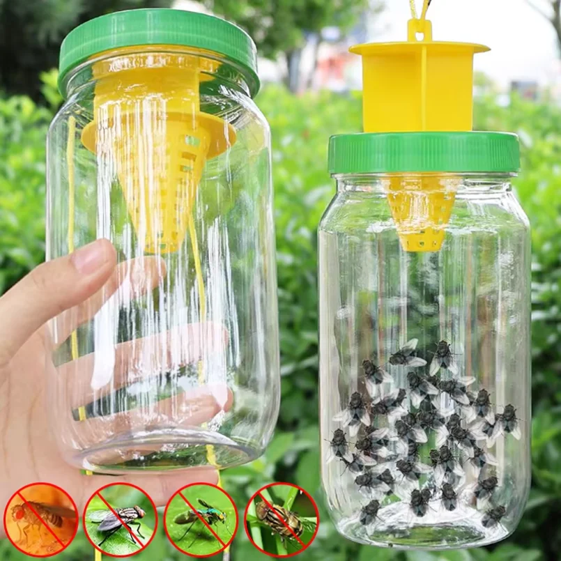 Outdoor Fruitfly Trap Hanging Wasp Hornet Repellent Weatherproof Fly Catcher Non-toxic Yellow Bee Insect Fly Bottles For Garden