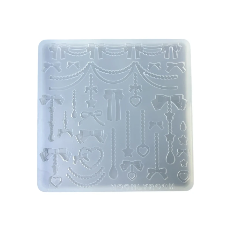 

HXBF Epoxy Resin Mold Bowknot and Bead Chain Accessories Mould Easy to Clean Silicone Molds Jewelry Crafting Supplies