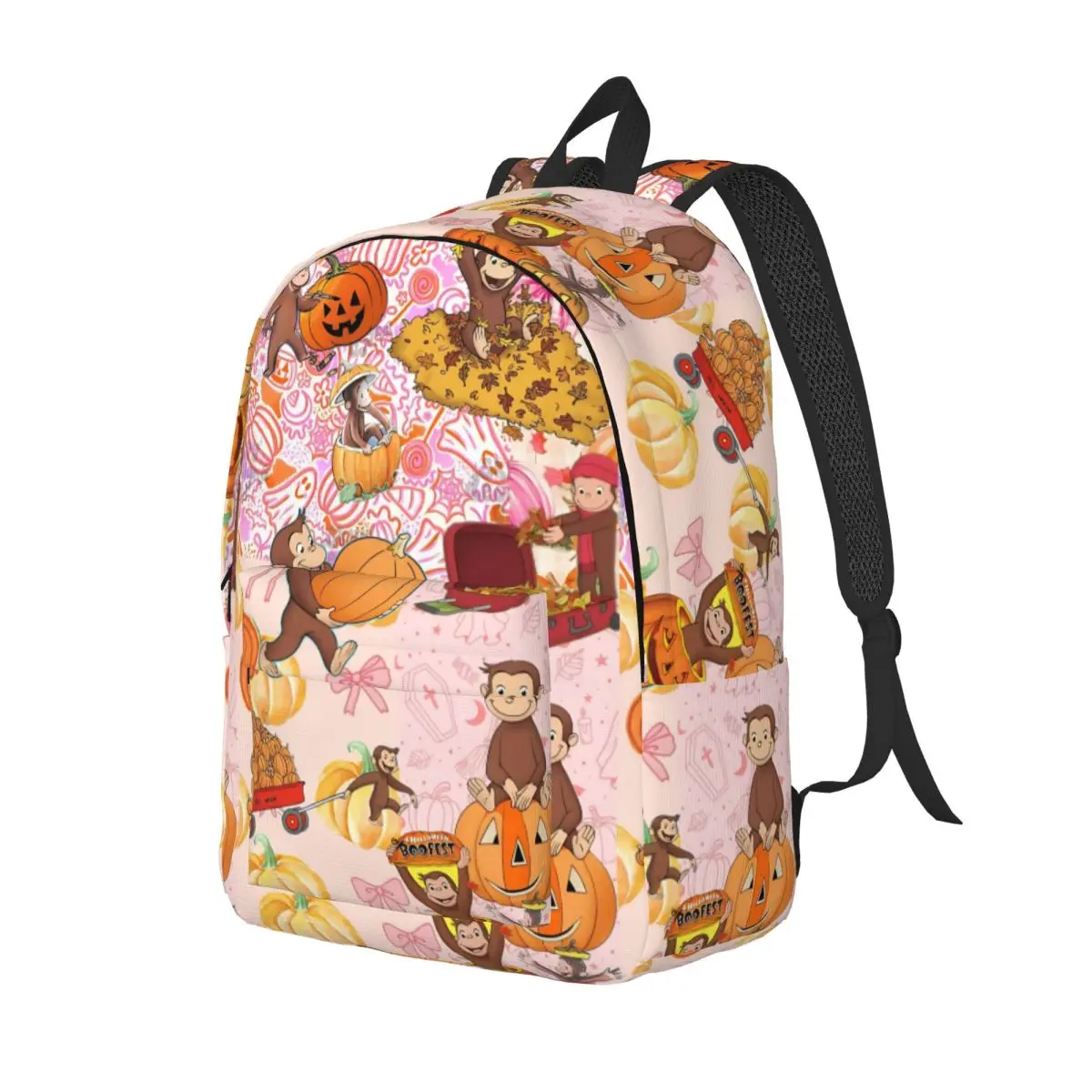 Curious George Cool Backpack Gift Student Work Cute Monkey Daypack for Men Women Laptop Shoulder Bag