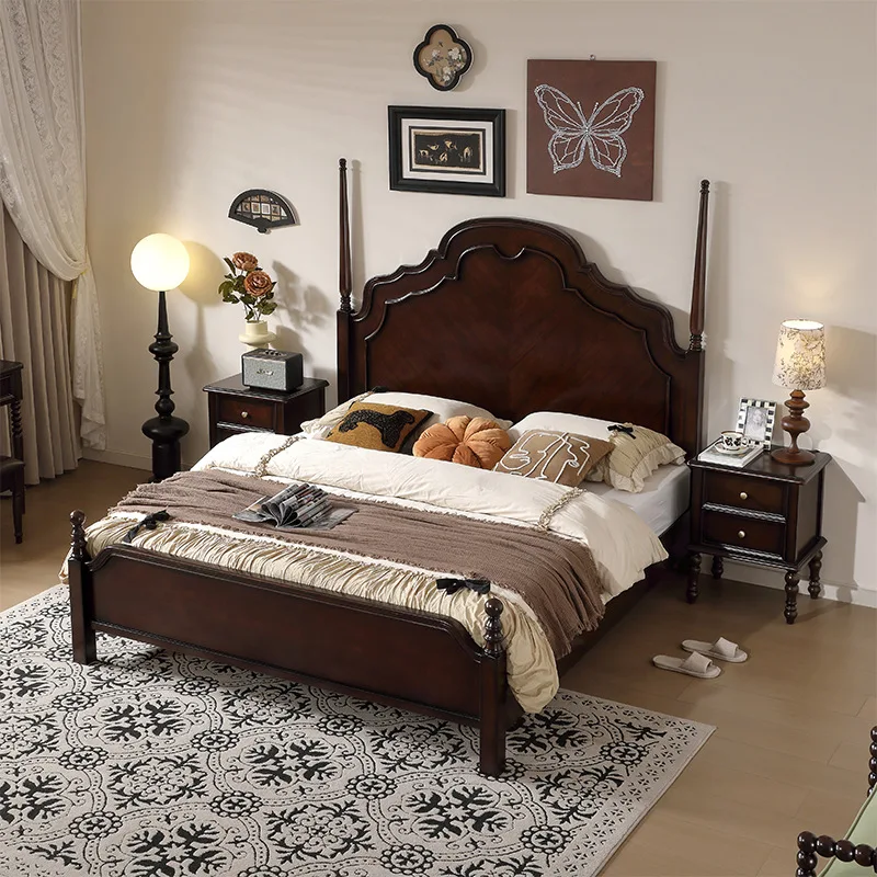 

Кровать из массива дерева, черная, роскошная, двуспальная