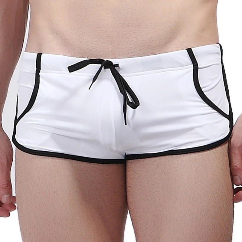 

Men's trunks elastic low waist slim-fitting lace-up pocket men's flat-angle men's swimming trunks multi-platform hair trunks