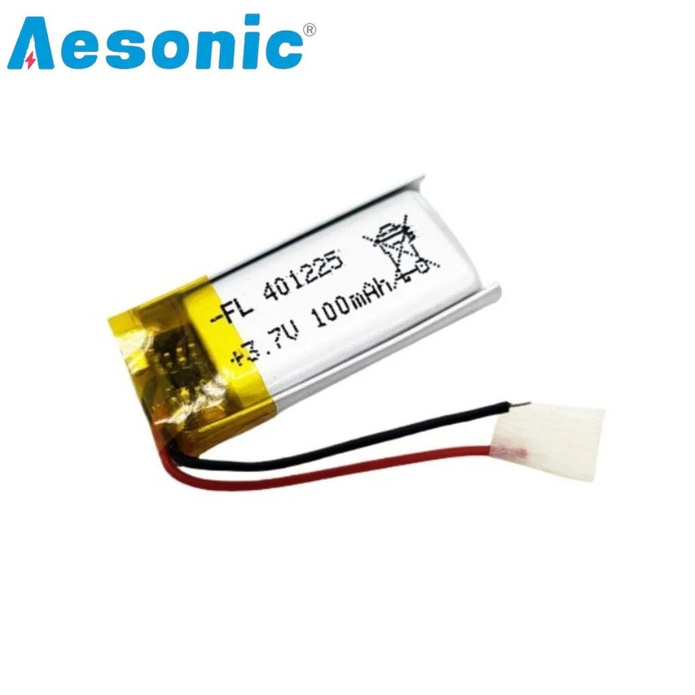 2PCS 3.7V 100mAh 401225 Polymer Lithium LiPo Rechargeable Battery for Bluetooth Headset Beauty Instrument Selfie Stick Spray Etc