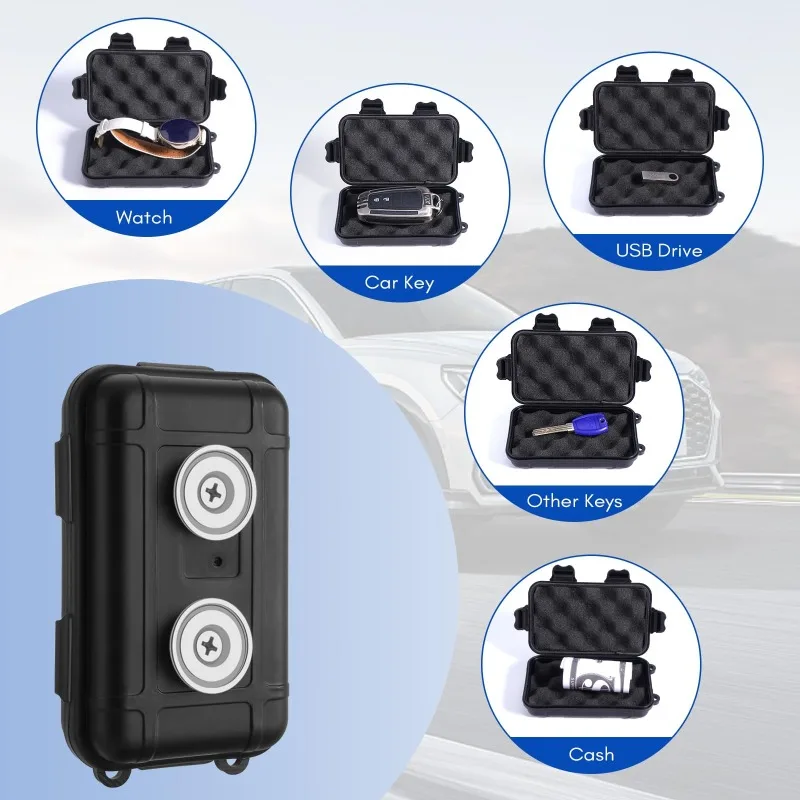 Magnetic Key Holder Box - Waterproof & Dustproof Hide A Key Box for Car Under Car Magnet Key Storage for Home Outdoor Use
