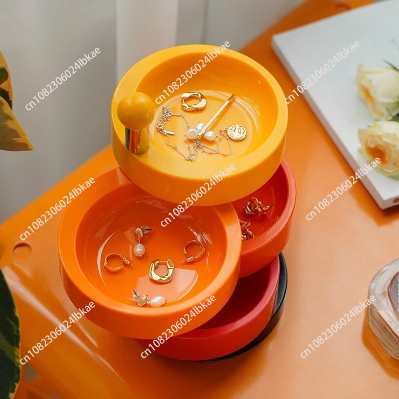 Creative Multi-layer Rotatable Jewelry Box, Jewelry Necklace, Ring, Earrings, Mini Desktop Storage Box/Rack, Desktop Decor