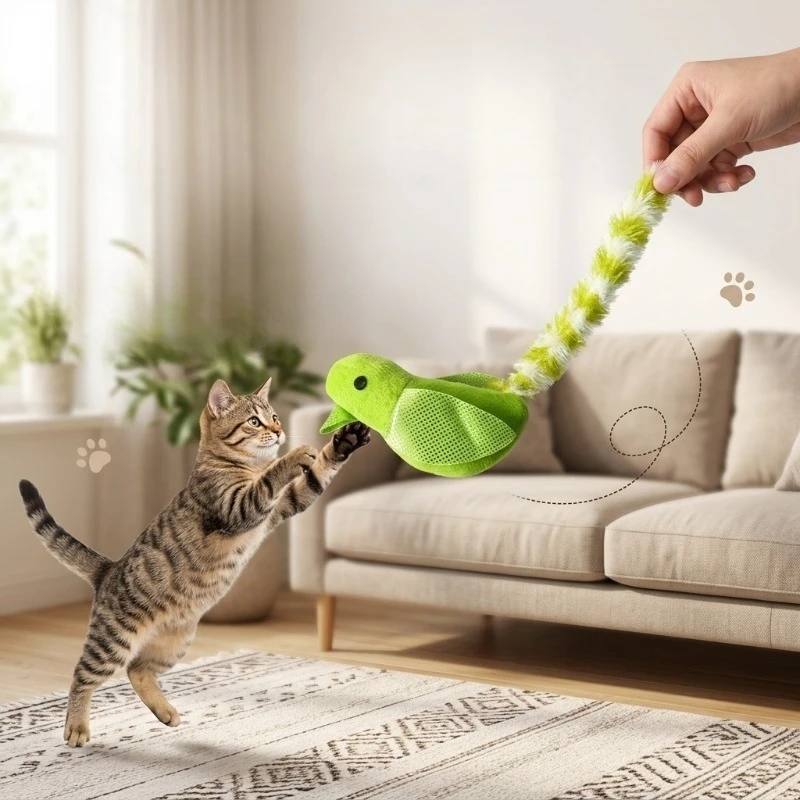 Cat Toy Simulated Bird Interactive Plush Feather Cat Teaser Toy With Bell Interactive Sounding Catnip Kitten Cat Toy Supplies S374579af3e3b407aa82c7ac612c4180ex