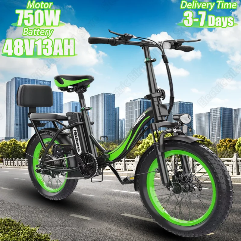 Electric Bike 750W Powerful Motor 48V13AH Waterproof Lithium Battery Folding E Bike Adult Mountain 20 Inch Tire Electric Bicycle