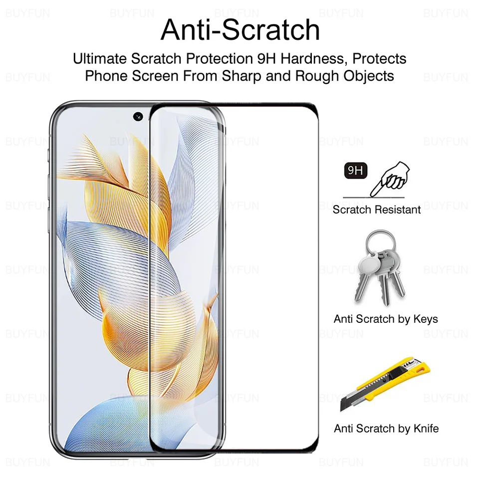 Vidrio Curvo 9D para Honor 90 5G Vidrio Templado 2 Piezas Protector de Pantalla Honor90 HONOR 400 Pro Honor400 400Pro Honor400Pro Película HD 3