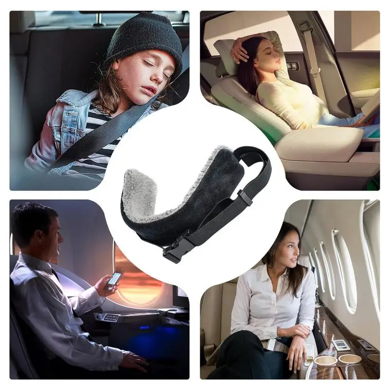 Adjustable Airplane Heads Support Pillow Strap Comfortable Cars Neck Support Band Compact Travel Pillow Alternative Head Bobbing