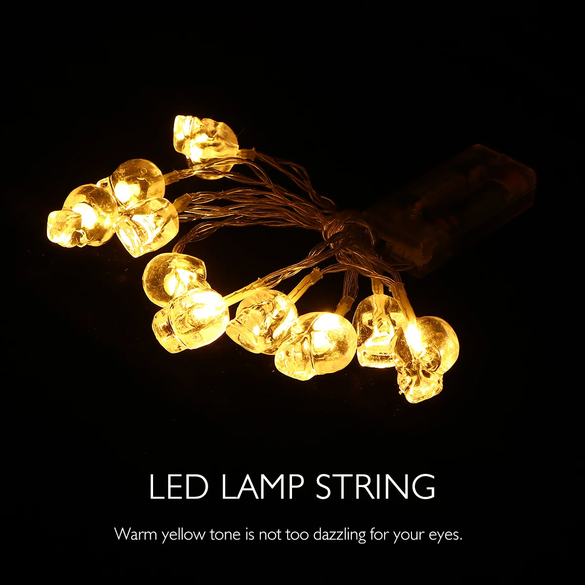 

1pc Skull Light String Halloween Led Lamp Party Decor Retro Ghost Festival Restaurant Powered Warm Yellow Tone Easy Use