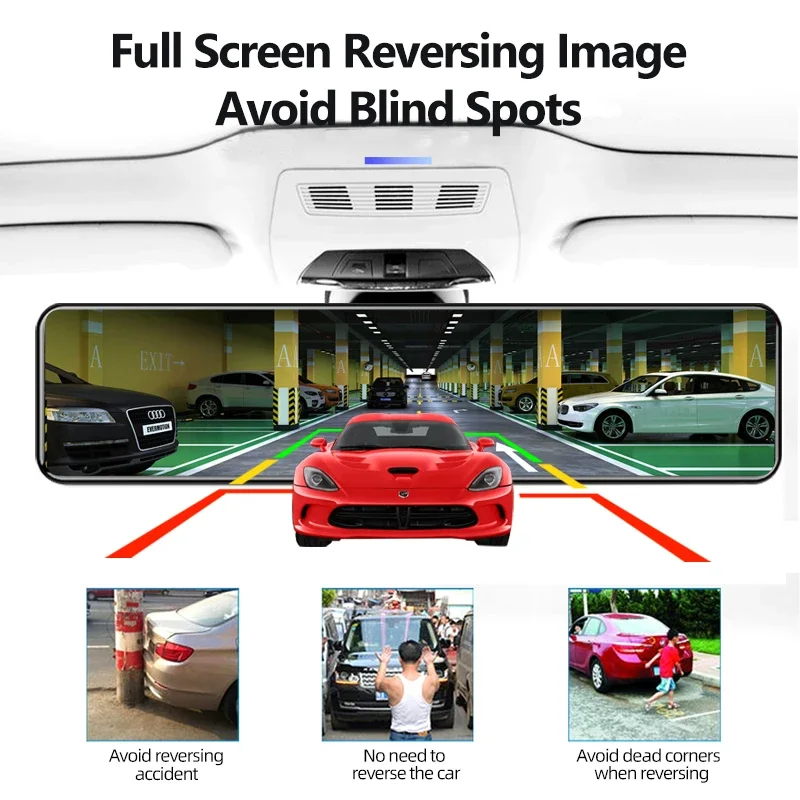 H8 Car Rearview Mirror UHD 4K DashCam DVR 2160P GPS Track WIFI APP Auto Video 2k Dash Recorder Night Vision Rear 1440P Dual Lens