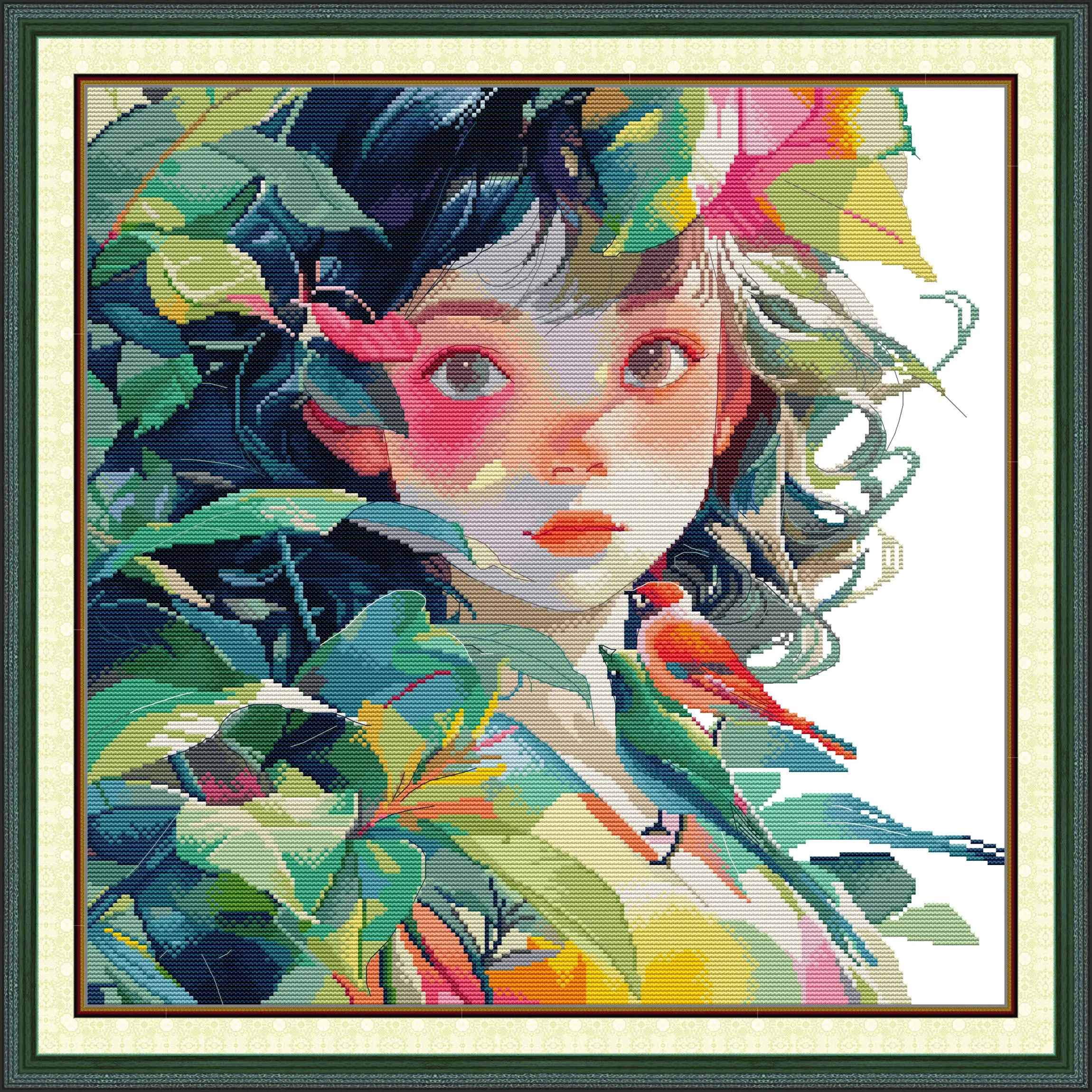 

Maydear Full Cross Stitch Kit, 11CT/14CT/16CT/9CT Aida Fabric,DMC Threads Sewing Pattern Embroidery Set-Girl 2